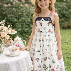 Marmellata Girl's Size 12 Floral & Polka Dot Dress with Tulle Underskirt